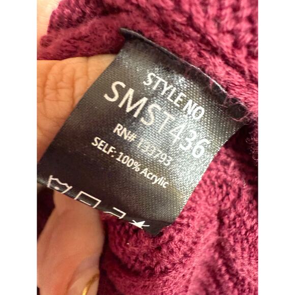 POL Maroon Cable Knit Open Front Duster Cardigan Sweater Size L - Picture 6 of 6